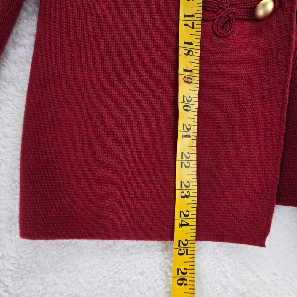 Chicos Red Knit Cardigan Jacket Gold Button‎ Embellished Sz 1 - Picture 14 of 16